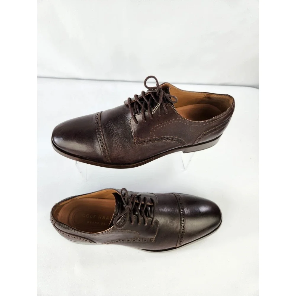 Cole Haan GRAND OS Brown Leather Oxfords Cap Toe Dress Shoes Lace Up Men's 9.5 M